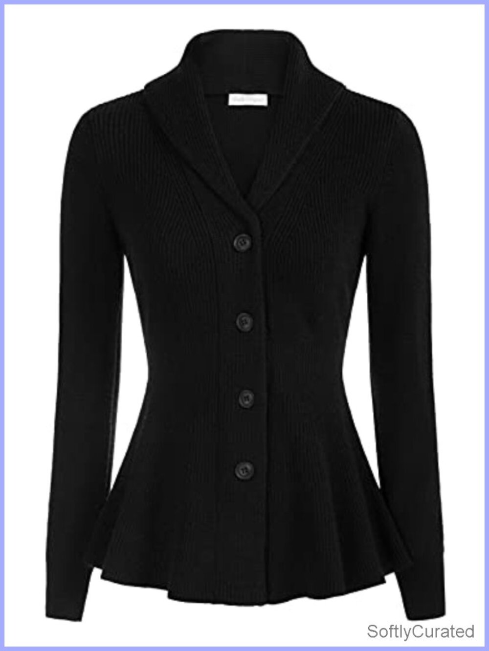Shawl Lapel Button Down Cardigan Sweater Vintage Retro Long Sleeve